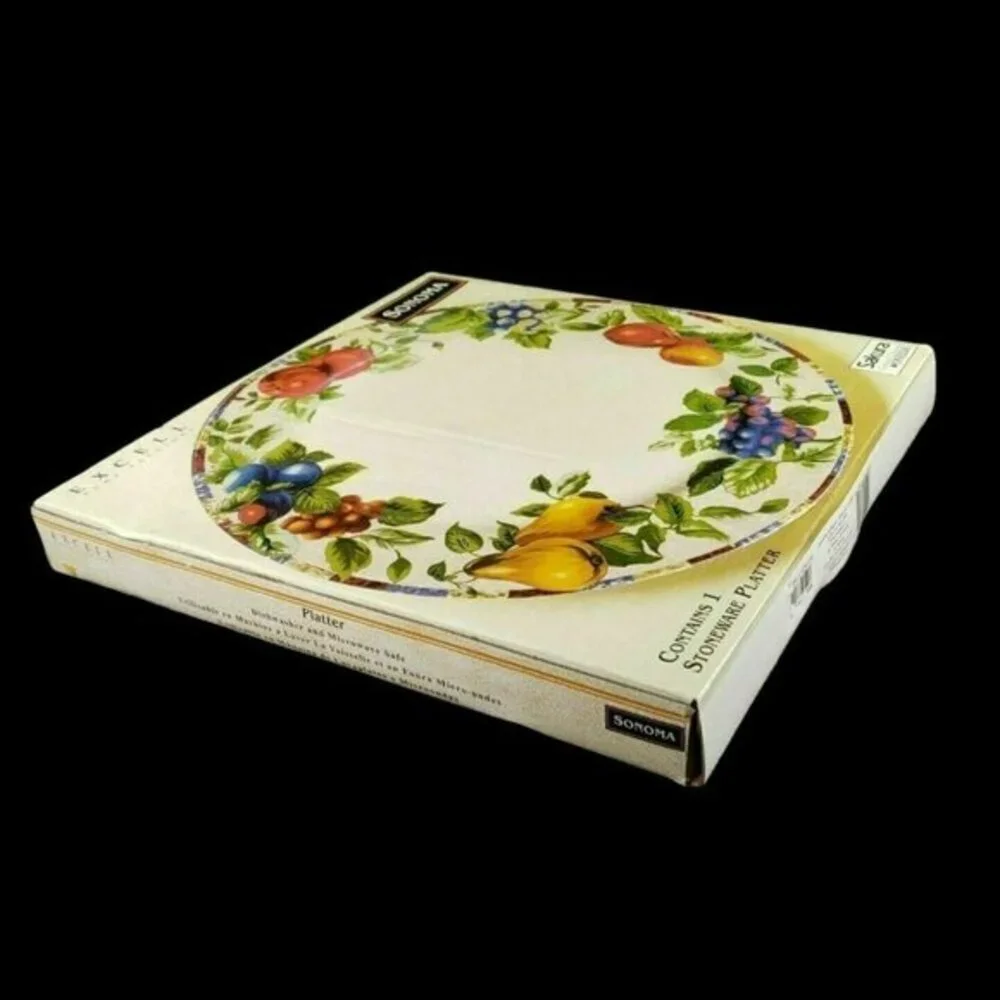 Sonoma Sakura Fruit Pattern Round Serving Platter‎ Crudite Cheese Cracker Plate